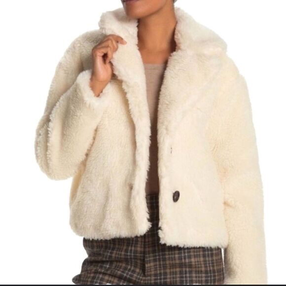 Avec Les Filles Anthropologie White Ivory Faux Fur Coat - Picture 1 of 9